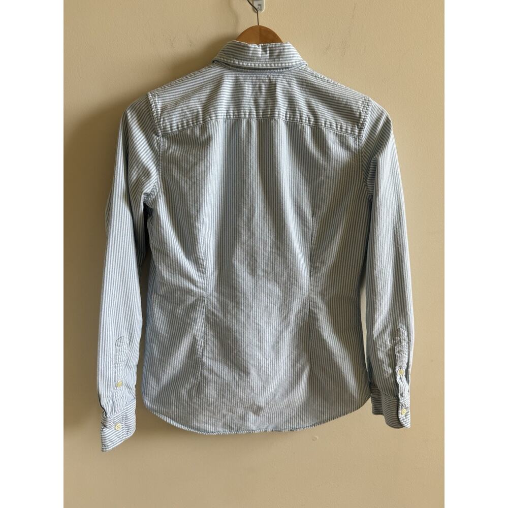 Lauren Ralph Lauren Blue and White Striped Button-Up Blouse - Picture 15 of 16